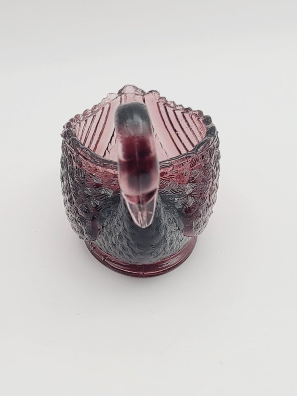 LG Wright Glass Vintage MCM Amethyst Swan Standard Open Salt Cellar 3.75" Long - Picture 3 of 8